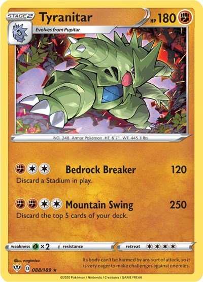 Tyranitar (SWSH03: Darkness Ablaze) Near Mint Holofoil - Nick Nack's Full Frontal Attack