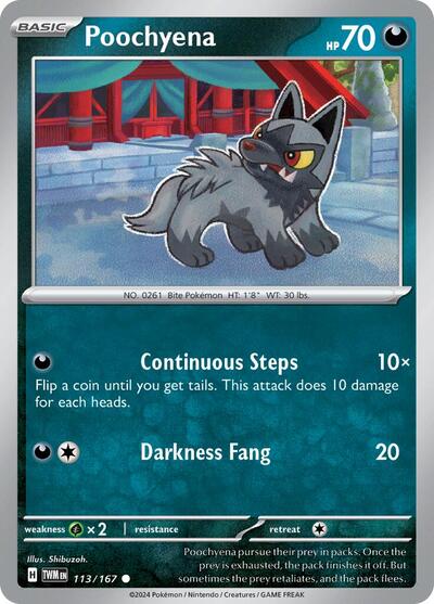 Poochyena (SV06: Twilight Masquerade) Near Mint Reverse Holofoil - Nick Nack's Full Frontal Attack