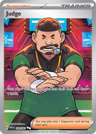 Judge - 228 (SV: Paldean Fates) Near Mint Holofoil - Nick Nack's Full Frontal Attack
