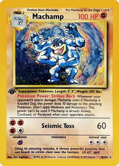 Machamp - 8 (Deck Exclusives) Damaged / Poor Holofoil 1st Edition - Nick Nack's Full Frontal Attack