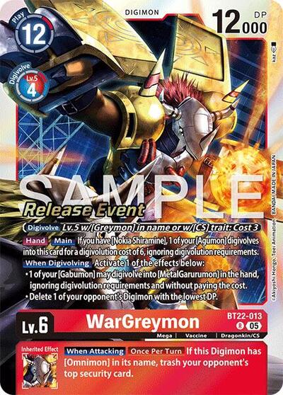 WarGreymon (Cyber Eden Release Event Cards) Near Mint Foil