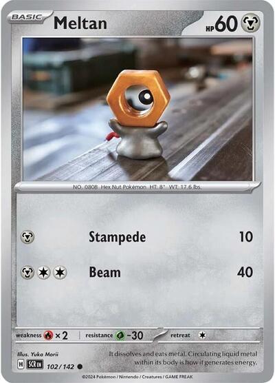 Meltan - 102 (SV07: Stellar Crown) Near Mint Reverse Holofoil - Nick Nack's Full Frontal Attack