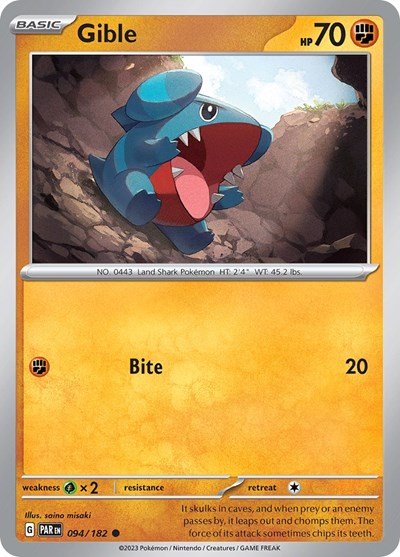 Gible (Scarlet and Violet: Paradox Rift) Near Mint - Nick Nack's Full Frontal Attack