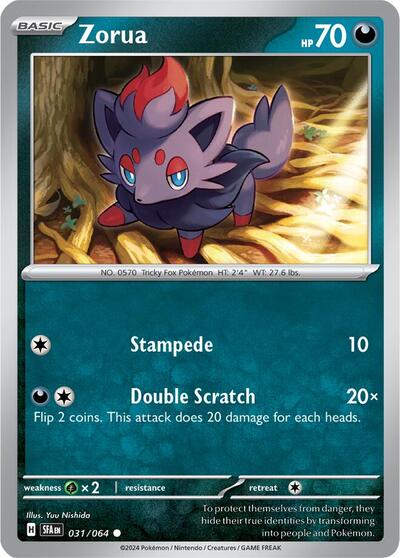 Zorua - 031 (SV: Shrouded Fable) Near Mint Reverse Holofoil - Nick Nack's Full Frontal Attack