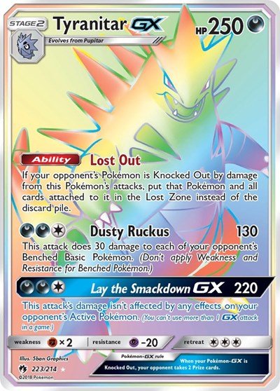 Tyranitar GX (Secret) (SM - Lost Thunder) Near Mint Holofoil - Nick Nack's Full Frontal Attack