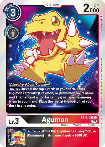 Agumon BT12-059 (Official Tournament Pack Vol.11) (Across Time) Near Mint Foil