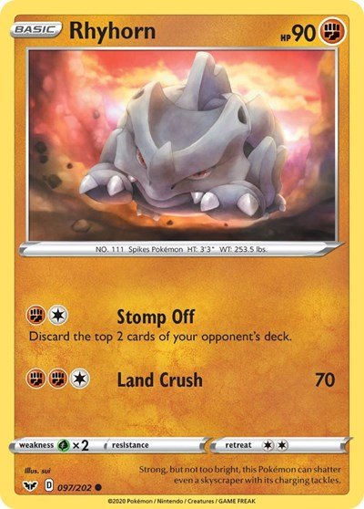 Rhyhorn (097) (SWSH01: Sword & Shield Base Set) Near Mint - Nick Nack's Full Frontal Attack
