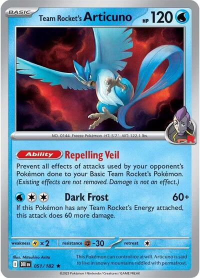 Team Rocket's Articuno (SV10: Destined Rivals) Near Mint Holofoil - Nick Nack's Full Frontal Attack