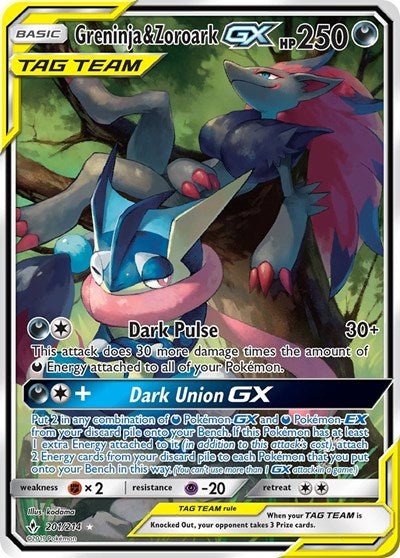 Greninja & Zoroark GX (201) (Alternate Full Art) (SM - Unbroken Bonds) Near Mint Holofoil - Nick Nack's Full Frontal Attack