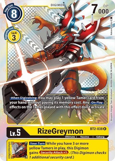 RizeGreymon BT2 - 038 (Premium Pack Set 01) (Release Special Booster) Near Mint Foil - Nick Nack's Full Frontal Attack