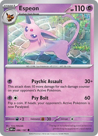 Espeon (Scarlet and Violet: Obsidian Flames) Near Mint - Nick Nack's Full Frontal Attack