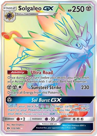 Solgaleo GX (Secret) (SM Base Set) Near Mint Holofoil - Nick Nack's Full Frontal Attack