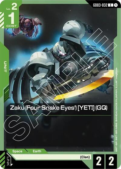 Zaku (Four Snake Eyes') (YETI) (GQ) (Steel Requiem) Near Mint - Nick Nack's Full Frontal Attack