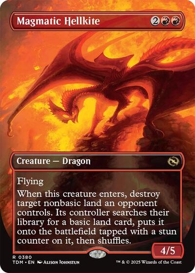Magmatic Hellkite (Borderless) (Tarkir: Dragonstorm) Near Mint Foil - Nick Nack's Full Frontal Attack
