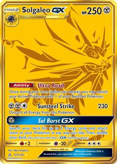 Solgaleo GX (Secret Rare) (SM - Ultra Prism) Near Mint Holofoil - Nick Nack's Full Frontal Attack