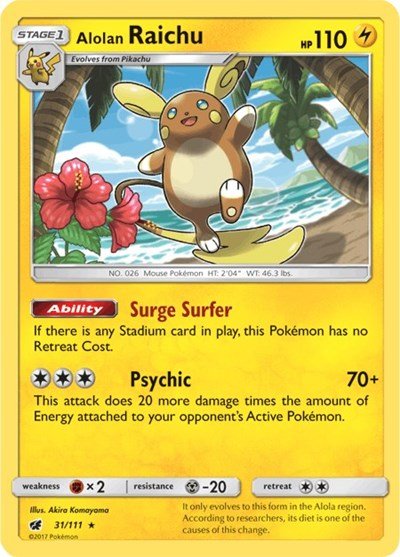 Alolan Raichu (SM - Crimson Invasion) Near Mint Holofoil - Nick Nack's Full Frontal Attack