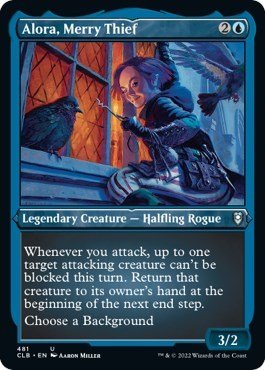 Alora, Merry Thief (Etched Foil) (Commander Legends: Battle for Baldur's Gate) Near Mint Foil - Nick Nack's Full Frontal Attack