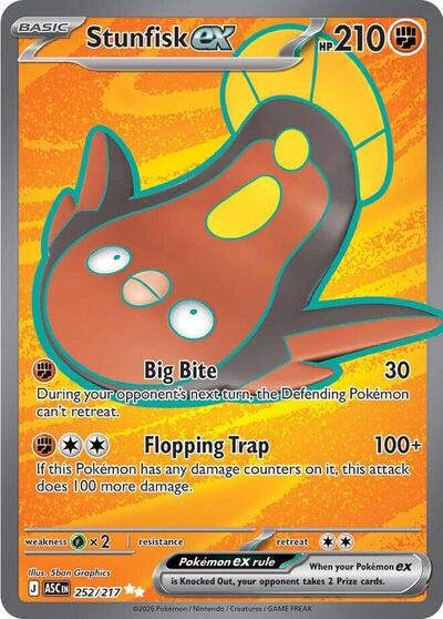 Stunfisk ex - 252 (ME: Ascended Heroes) Near Mint Holofoil - Nick Nack's Full Frontal Attack