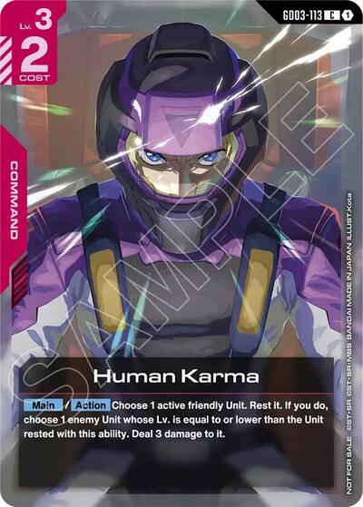Human Karma (Store Tournament Participant Pack 04) (Gundam Promotional Cards) Near Mint Holofoil - Nick Nack's Full Frontal Attack