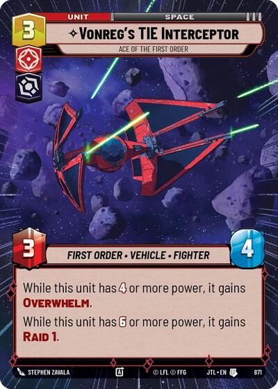 Vonreg's TIE Interceptor Ace of the First Order (Hyperspace Foil) (Jump to Lightspeed) Near Mint Foil - Nick Nack's Full Frontal Attack