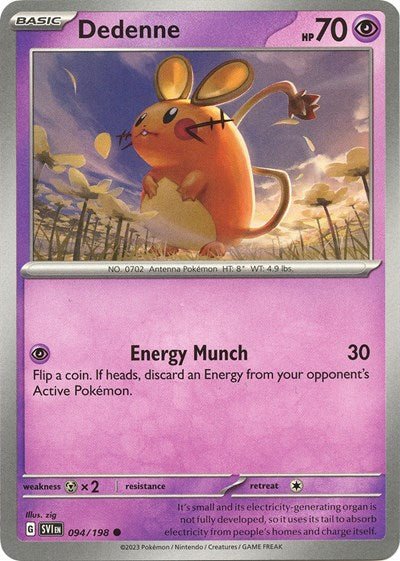 Dedenne - 094 (Scarlet and Violet: Base Set) Near Mint - Nick Nack's Full Frontal Attack