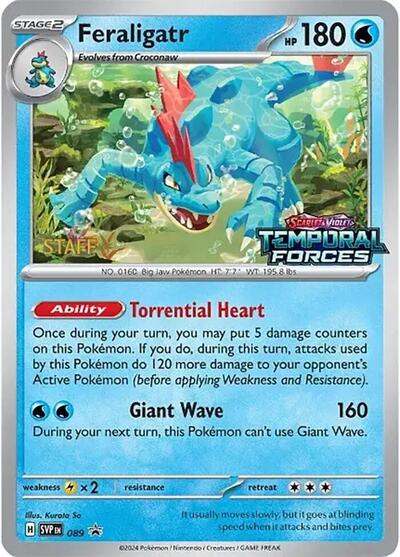 Feraligatr - 089 (Prerelease) (Staff) (SV: Scarlet & Violet Promo Cards) Near Mint Holofoil - Nick Nack's Full Frontal Attack