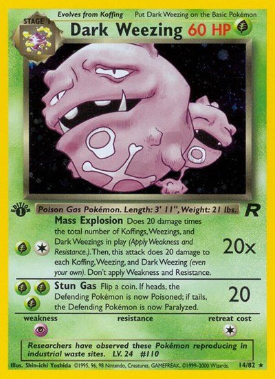Dark Weezing (14) (Team Rocket) Medium Play Holofoil Unlimited - Nick Nack's Full Frontal Attack