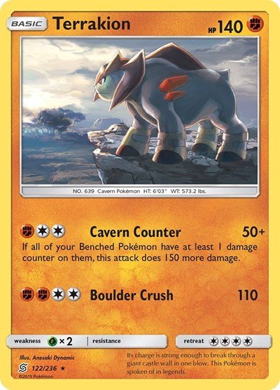 Terrakion (SM - Unified Minds) Near Mint Holofoil - Nick Nack's Full Frontal Attack