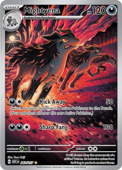 Mightyena - 243 (ME: Ascended Heroes) Near Mint Holofoil - Nick Nack's Full Frontal Attack