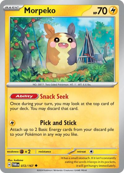 Morpeko (SV06: Twilight Masquerade) Near Mint Reverse Holofoil - Nick Nack's Full Frontal Attack