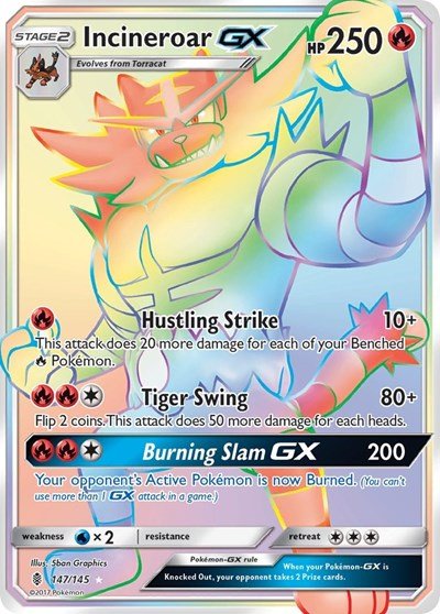 Incineroar GX (Secret) (SM - Guardians Rising) Near Mint Holofoil - Nick Nack's Full Frontal Attack