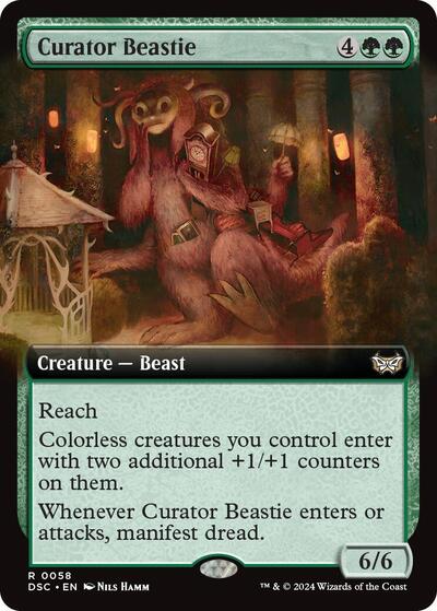 Curator Beastie (Extended Art) (Commander: Duskmourn: House of Horror) Near Mint - Nick Nack's Full Frontal Attack