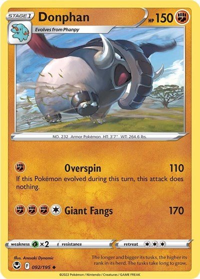 Donphan (SWSH12: Silver Tempest) Near Mint - Nick Nack's Full Frontal Attack