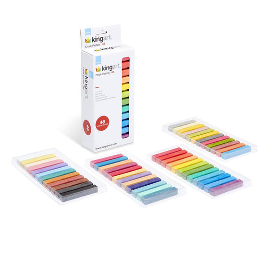 KINGART® Studio Colored Square Chalk Pastels, Set of 48 Unique Colors