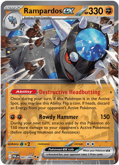 Rampardos ex - 045 (ME05: Pitch Black) Near Mint Holofoil