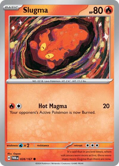 Slugma (SV06: Twilight Masquerade) Near Mint Reverse Holofoil - Nick Nack's Full Frontal Attack