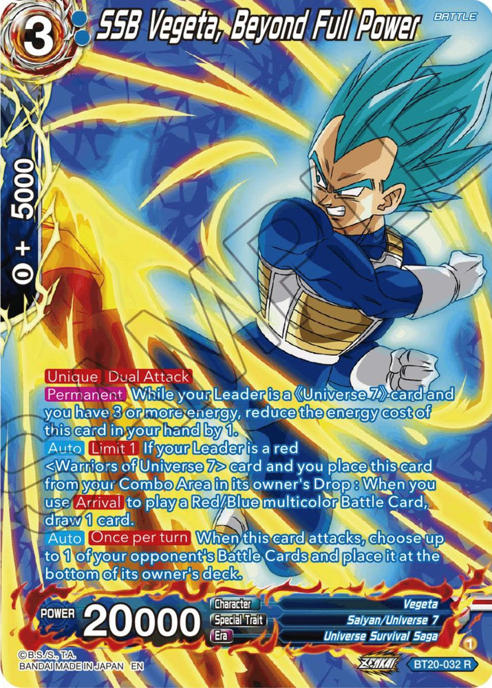 SSB Vegeta, Beyond Full Power (Silver Foil) (BT20-032) [Power Absorbed]