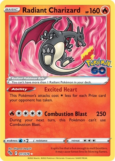 Radiant Charizard (Pokemon GO) Near Mint Holofoil
