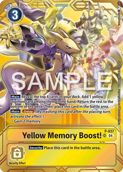 Yellow Memory Boost! P-037 (Premium Card Collection Memory Boost! Set) (Digimon Promotion Cards) Near Mint Foil