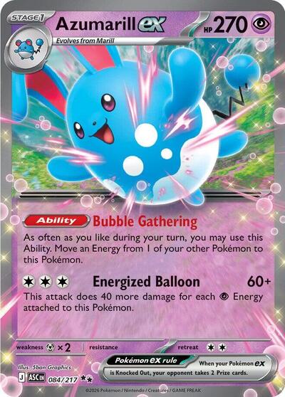 Azumarill ex (ME: Ascended Heroes) Near Mint Holofoil - Nick Nack's Full Frontal Attack