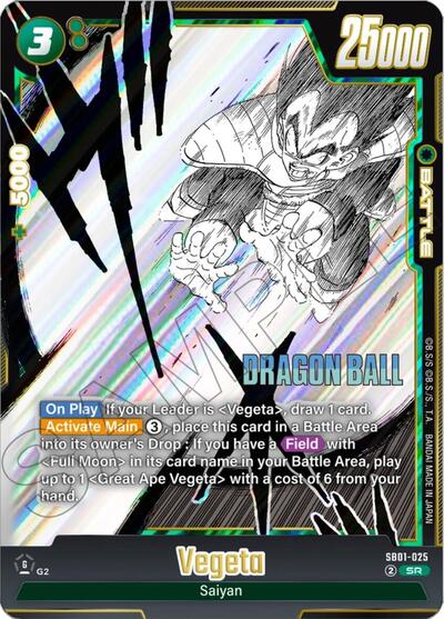 Vegeta SB01-025 (Manga Booster 01) Near Mint Holofoil