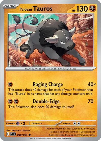 Paldean Tauros (ME02: Phantasmal Flames) Near Mint Reverse Holofoil - Nick Nack's Full Frontal Attack