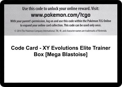 Code Card - XY Evolutions Elite Trainer Box (Mega Blastoise) (XY - Evolutions) Near Mint