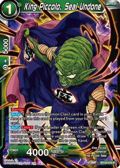King Piccolo, Seal Undone (Dawn of the Z-Legends) Near Mint
