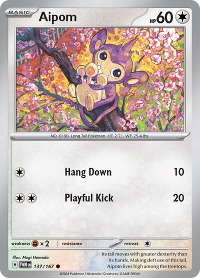 Aipom (SV06: Twilight Masquerade) Near Mint Reverse Holofoil - Nick Nack's Full Frontal Attack