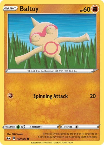 Baltoy (102) (SWSH01: Sword & Shield Base Set) Near Mint - Nick Nack's Full Frontal Attack