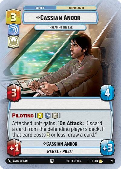 Cassian Andor Threading the Eye (Foil) (Jump to Lightspeed - Weekly Play Promos) Near Mint Foil - Nick Nack's Full Frontal Attack