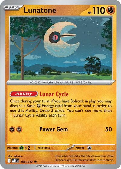 Lunatone (ME: Ascended Heroes) Near Mint Holofoil - Nick Nack's Full Frontal Attack