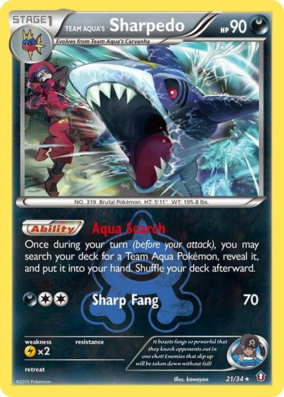 Team Aqua's Sharpedo (Double Crisis) Damaged / Poor Reverse Holofoil