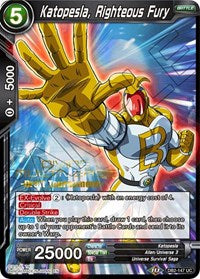 Katopesla, Righteous Fury (Divine Multiverse Draft Tournament) (DB2-147) [Tournament Promotion Cards]